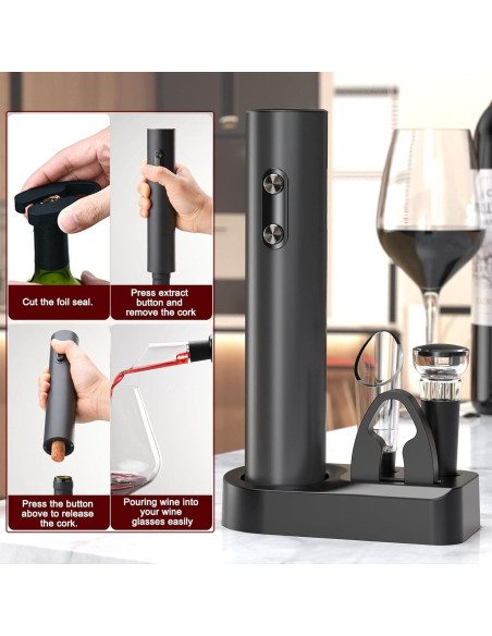 Abridor de Vino Eléctrico AtomDream Tech 5 en 1 Negro Abridor de Vino Eléctrico AtomDream Tech 5 en 1 Negro