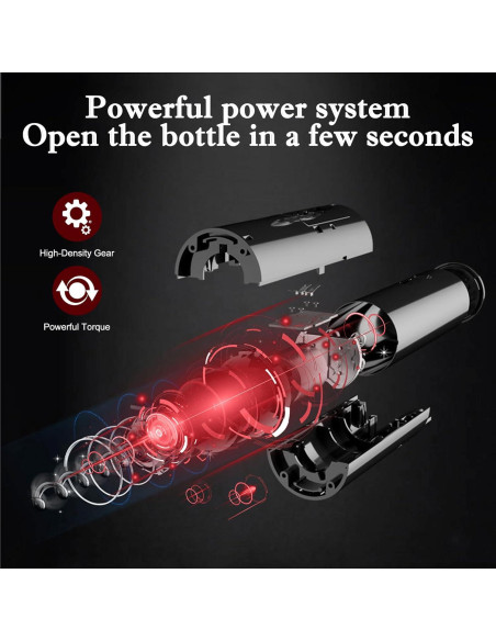 Abridor de Vino Eléctrico AtomDream Tech 5 en 1 Negro Abridor de Vino Eléctrico AtomDream Tech 5 en 1 Negro