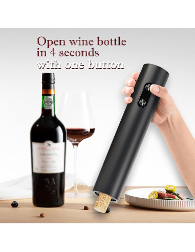 Abridor de Vino Eléctrico AtomDream Tech 5 en 1 Negro
