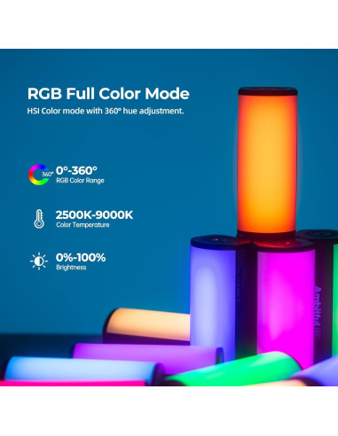 Varita de Luz LED Portátil Ambitful K6, 2000mAh, 2500-9000K