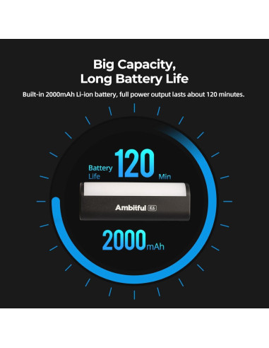 Varita de Luz LED Portátil Ambitful K6, 2000mAh, 2500-9000K