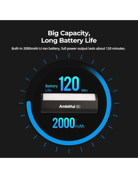 Varita de Luz LED Portátil Ambitful K6, 2000mAh, 2500-9000K
