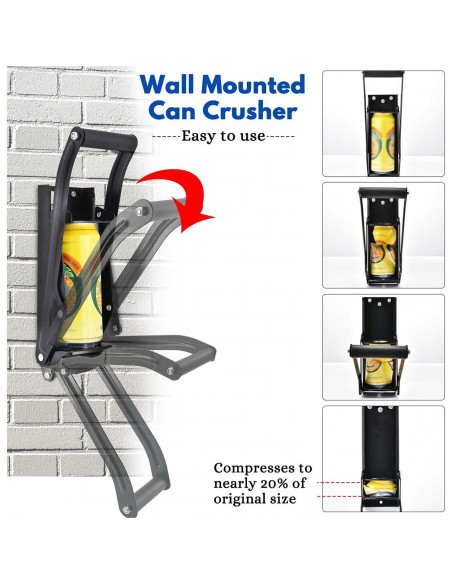 Aplastador de Latas MinliGUY Montado en Pared con Guantes