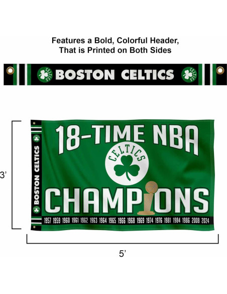 Bandera WinCraft Boston Celtics 3x5 Verde Premium