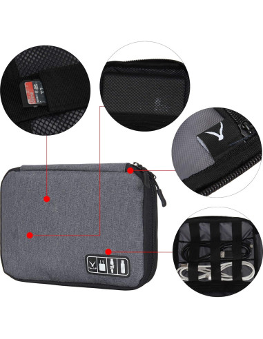 Organizador de Cable Hynes Eagle Gris 24x18 cm para Viajes