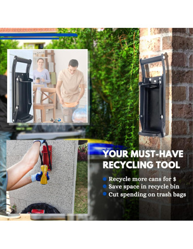 Aplastador de Latas MinliGUY Montado en Pared con Guantes