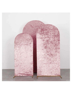 Juego de 3 Fundas de Terciopelo Aplastado Efavormart Rosa Polvoriento 1.52m, 1.83m, 2.13m