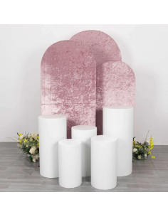 Juego de 3 Fundas de Terciopelo Aplastado Efavormart Rosa Polvoriento 1.52m, 1.83m, 2.13m 2