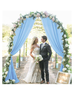 Cortinas de Chiffon Azul Bebé MODFUNS 2 Paneles 29x300 cm 2