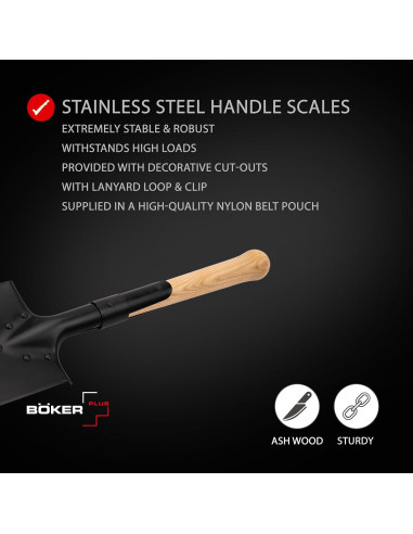 Pala de Campo Boker Plus M1874 - Mango de Madera, 53 cm