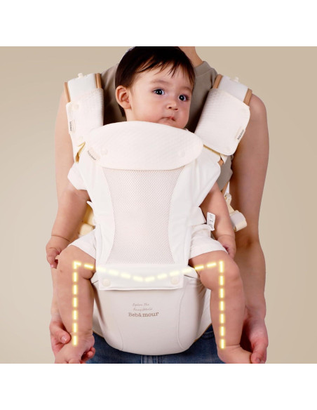 Portabebés Bebamour Caqui 0-36 meses, malla transpirable, 6 posiciones