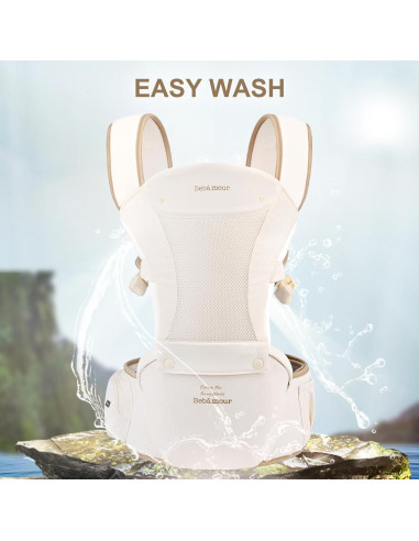 Portabebés Bebamour Caqui 0-36 meses, malla transpirable, 6 posiciones