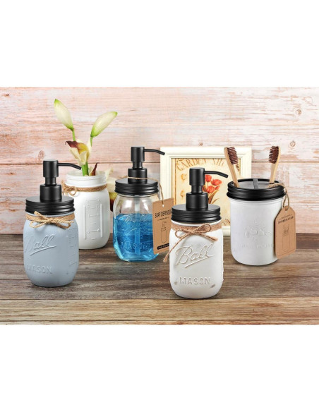 Juego de 4 tapas para frascos Mason - Acero inoxidable negro