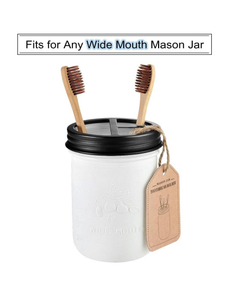 Juego de 4 tapas para frascos Mason - Acero inoxidable negro