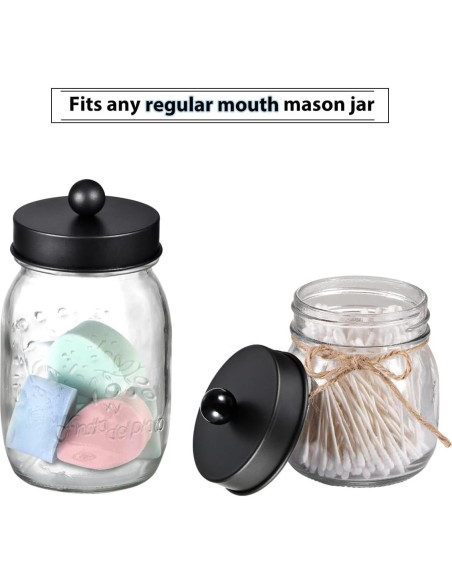 Juego de 4 tapas para frascos Mason - Acero inoxidable negro