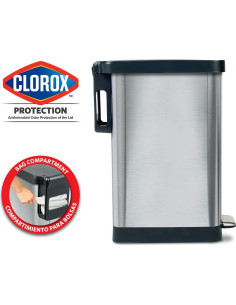 Bote de Basura Slim Glad 45L Acero Inoxidable con Tapa 2