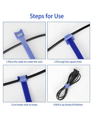 100 Correas de Sujeción de Cable Reutilizables KOOWIN Amarillas 20.32x1.27cm