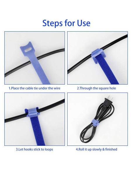 100 Correas de Sujeción de Cable Reutilizables KOOWIN Amarillas 20.32x1.27cm
