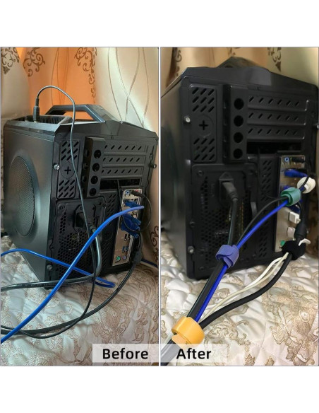 100 Correas de Sujeción de Cable Reutilizables KOOWIN Amarillas 20.32x1.27cm