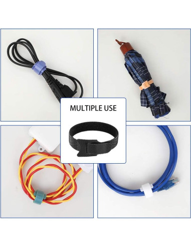 100 Correas de Sujeción de Cable Reutilizables KOOWIN Amarillas 20.32x1.27cm