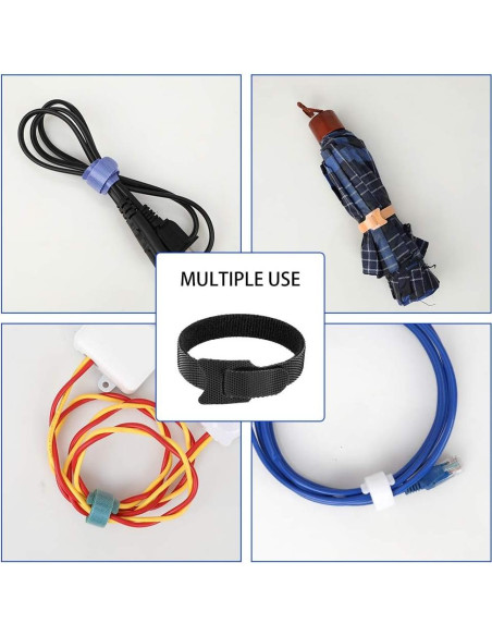 100 Correas de Sujeción de Cable Reutilizables KOOWIN Amarillas 20.32x1.27cm