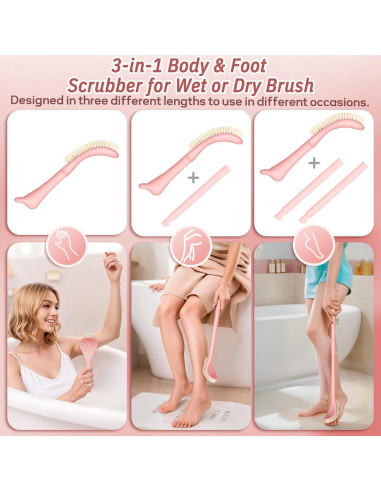 Cepillo Exfoliante para Pies GEENOA con Mango Ajustable 3 en 1