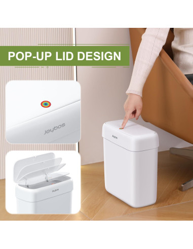 Cubo de Basura JOYBOS 10.6L Tapa Presionada Blanco