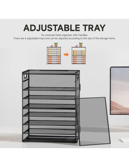 Organizador de Papel SUBEKYU 9 Niveles Metal Negro Ajustable