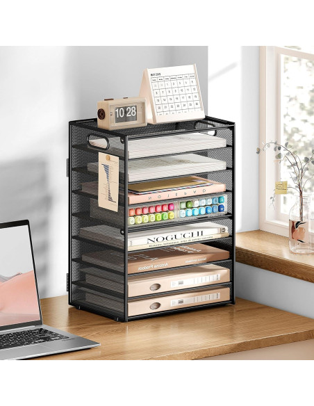 Organizador de Papel SUBEKYU 9 Niveles Metal Negro Ajustable