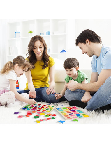 Rompecabezas de Madera ABC ScienSta 2 en 1 para Niños 1-6 Años