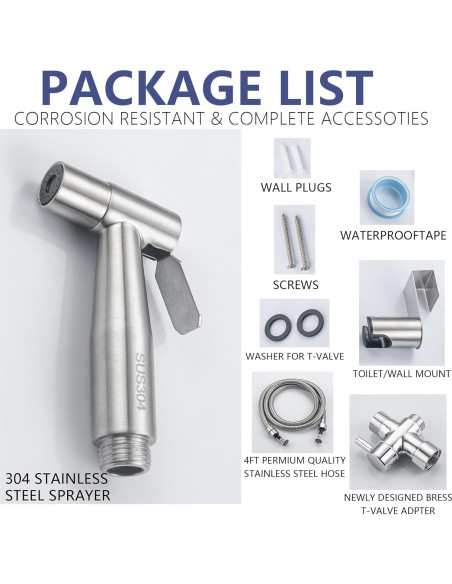 Rociador de Bidet de Mano GCGWEQS Acero Inoxidable Cepillado