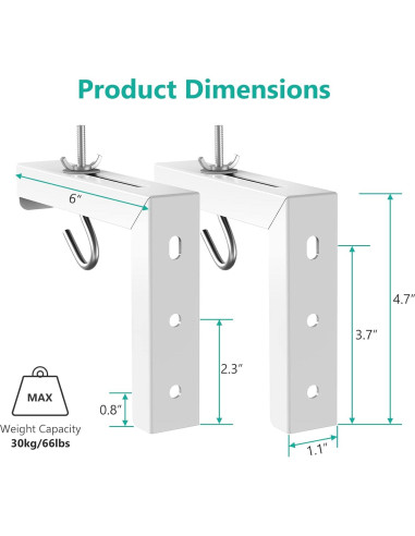 Soporte de Techo para Proyector WALI PSM001-W Blanco 30 kg