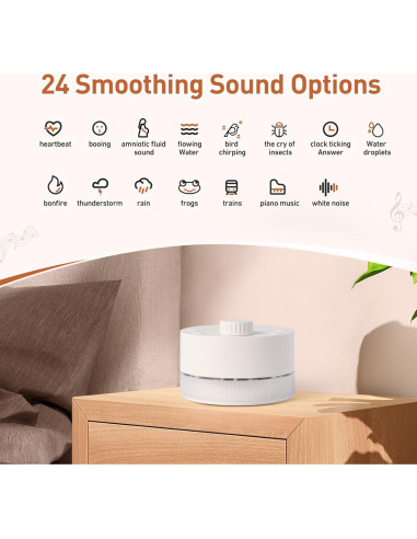 Máquina de Ruido Blanco MOXIAOYAN con Luz Nocturna 24 Sonidos