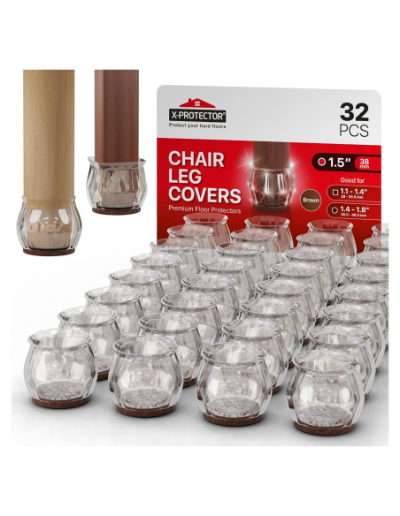 32 Protectores de Suelo para Patas de Silla X-Protector 3.6-4.6 cm