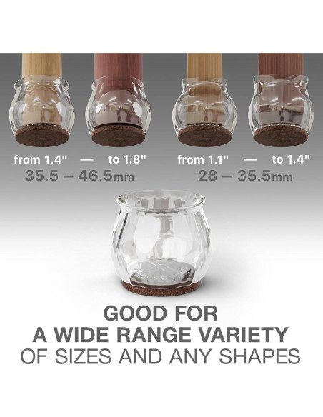 32 Protectores de Suelo para Patas de Silla X-Protector 3.6-4.6 cm