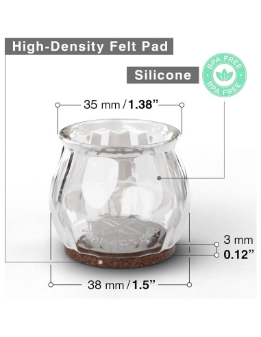 32 Protectores de Suelo para Patas de Silla X-Protector 3.6-4.6 cm