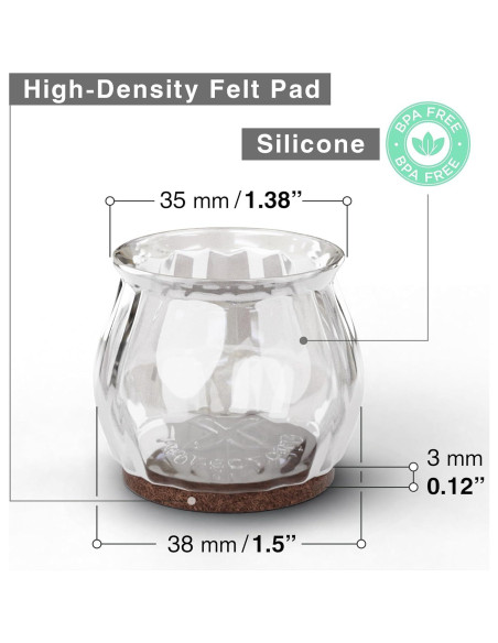 32 Protectores de Suelo para Patas de Silla X-Protector 3.6-4.6 cm