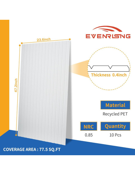 Paquete de 10 Paneles Acústicos Grandes 120x60 cm Blancos