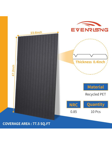 Paquete de 10 Paneles Acústicos 120x60 cm EVENRISING Negro