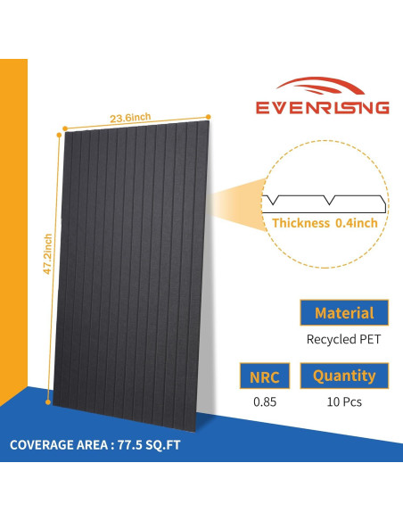 Paquete de 10 Paneles Acústicos 120x60 cm EVENRISING Negro