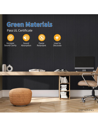 Paquete de 10 Paneles Acústicos 120x60 cm EVENRISING Negro