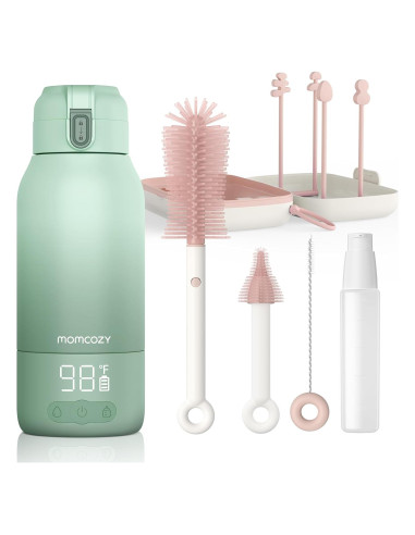 Calentador de Leche Portátil Momcozy 500ml y Cepillo 7 en 1