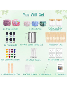 Kit de Fabricación de Velas OFUN - Cera de Abeja, 6 Aromas 2