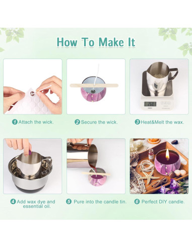 Kit de Fabricación de Velas OFUN - Cera de Abeja, 6 Aromas