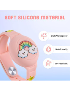 Pulsera de Silicona para AirTag Niños Diaclara Rosa y Blanco 2