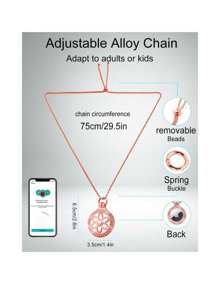 Collar Airtag DEERLET Oro Rosa Ajustable 75cm para Adultos y Niños