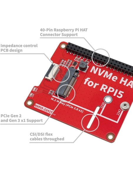 Placa Base SSD NVMe M.2 OYOYOZ 2242T para Raspberry Pi 5
