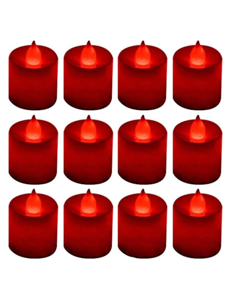 LANKER Paquete de 12 Velas LED Rojas Sin Llama para Decoración LANKER Paquete de 12 Velas LED Rojas Sin Llama para Decoración