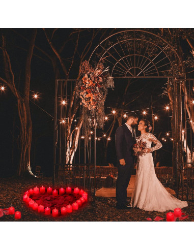 LANKER Paquete de 12 Velas LED Rojas Sin Llama para Decoración