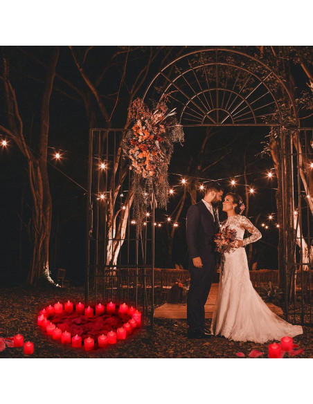 LANKER Paquete de 12 Velas LED Rojas Sin Llama para Decoración LANKER Paquete de 12 Velas LED Rojas Sin Llama para Decoración